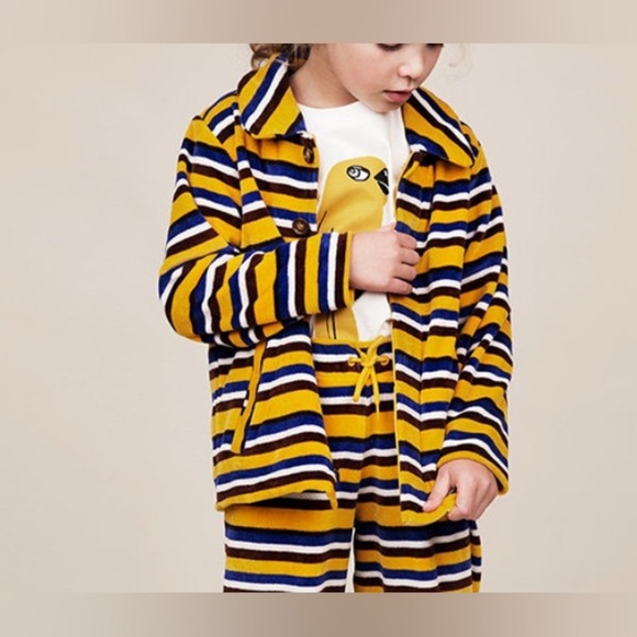 NWT mini rodini organic cotton velour blazer jacket boys unisex navy size 5-7 - Picture 5 of 8